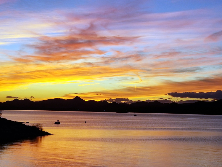 sunset over lake